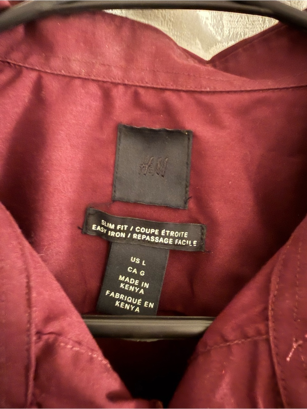 H&M Men's 2 Pack Navy Microdot Button-Down Slim Fit Shirt & Dark Burgundy - Picture 8 of 8